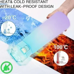 OBOSOE Luftvattenflaska 650ml – 7 Smakkapslar | Sockerfri & Aromatisk | Gradient Blå med Suprör