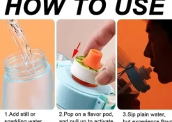 OBOSOE Luftvattenflaska 650ml – 7 Smakkapslar | Sockerfri & Aromatisk | Gradient Blå med Suprör