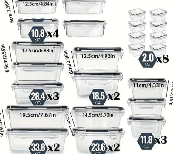 OBOSOE 24-pack Matlådor med Lufttäta Burkar med Lock – BPA-fria Matförvaring