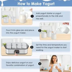 OBOSOE Probiotisk Yoghurt – Yoghurtmaskin med justerbar temperatur och tid, skapa miljarder av levande probiotika för tarmhälsa