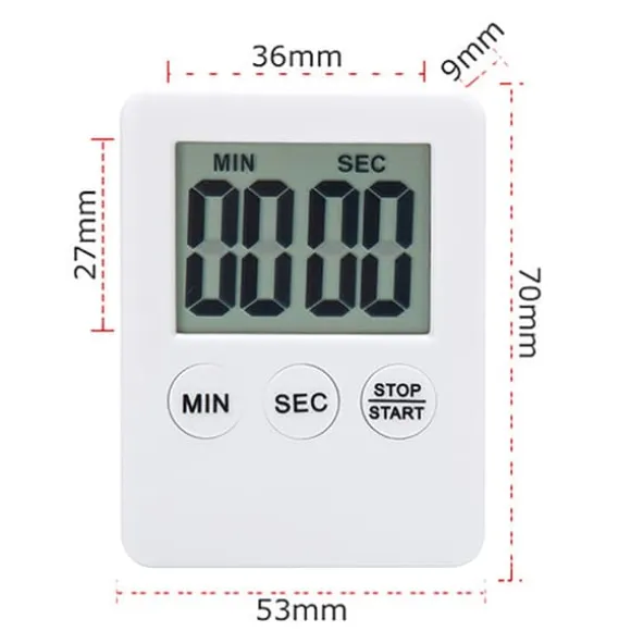 OBOSOE Vit stor skärm kökstimer, digital display, stoppur timer, hushållens nödvändiga verktyg
