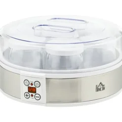 OBOSOE Yoghurtberedare – Maskin för hemmagjord yoghurt, 7 glas, rostfritt stål, silver och vit, 24 cm x 24 cm x 13 cm