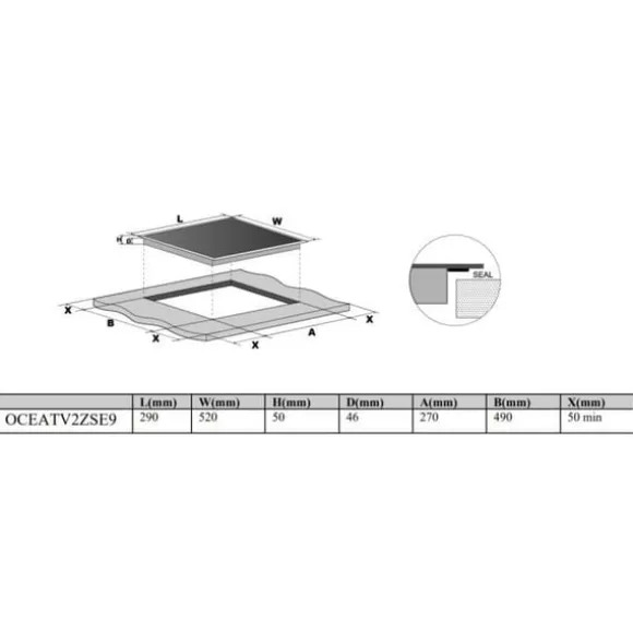 OCEANIC keramikhäll - 2 brännare - 2900W - touchkontroller