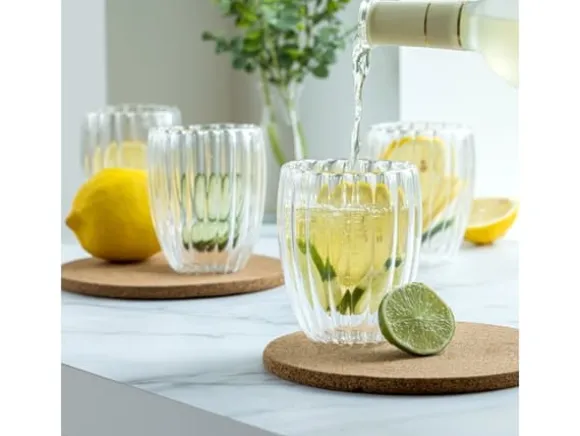 OH - Dubbelväggiga glas med räfflor - 4-pack