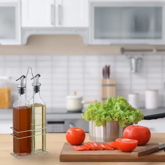 Oliv- och vinägerdispenser set, 34x13.5x7.5 cm, Transparent