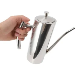 Oljedispenserflaska Rostfritt stål Spegel Utseende Böjda handtag Ergonomiskt grepp droppfri oljeflaska för kök