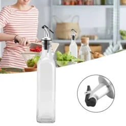 Oljedispenser Glas och Spraymålad Plast Oljeburk Flaska för Sojasås Vinäger Matlagning Vin