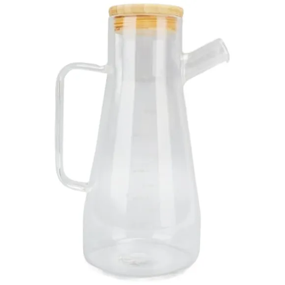 Oljeflaska i högt borosilikatglas, dammtät, klar vinägerdispenser i glas med ergonomiskt handtag för kök, 900 ml