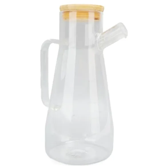 Oljeflaska i högt borosilikatglas, dammtät, klar vinägerdispenser i glas med ergonomiskt handtag för kök, 900 ml