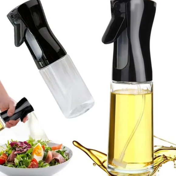 Oljeflaska med Sprayfunktion i Glas 200ml Svart
