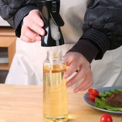 Oljeflaska med Sprayfunktion i Glas 200ml Svart
