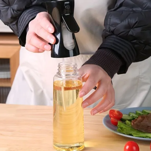 Oljeflaska med Sprayfunktion i Glas 200ml Svart