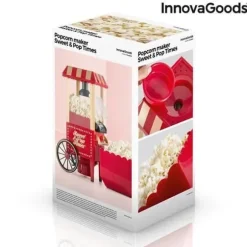 Oljefri popcornmaskin 1200W röd - Enkel popcornberedning och originaldesign