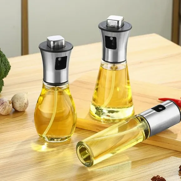 Oljesprayflaska Presstyp Spray Jämnt 200ml Glasögon Oljespraydispenser för köksmatlagning