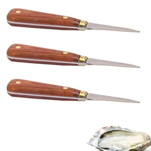 3 ostronlansetter med trähandtag 16 cm