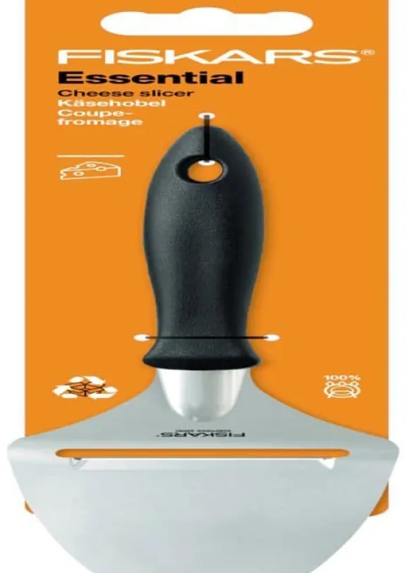 Ostskärare - FISKARS - 1065587 - Rostfritt stålblad - Längd 21,5 cm - Ergonomisk - Svart/Silver