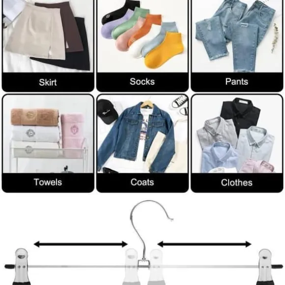 20-pack kjolhängare med justerbar halkfri byxklämma Platsbesparande metallhängare för jeans, 35 cm