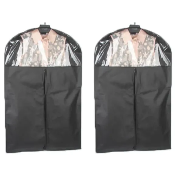 2-pack klädförvaringspåsar med genomskinligt fönster, non-woven tyg, 120x60 cm