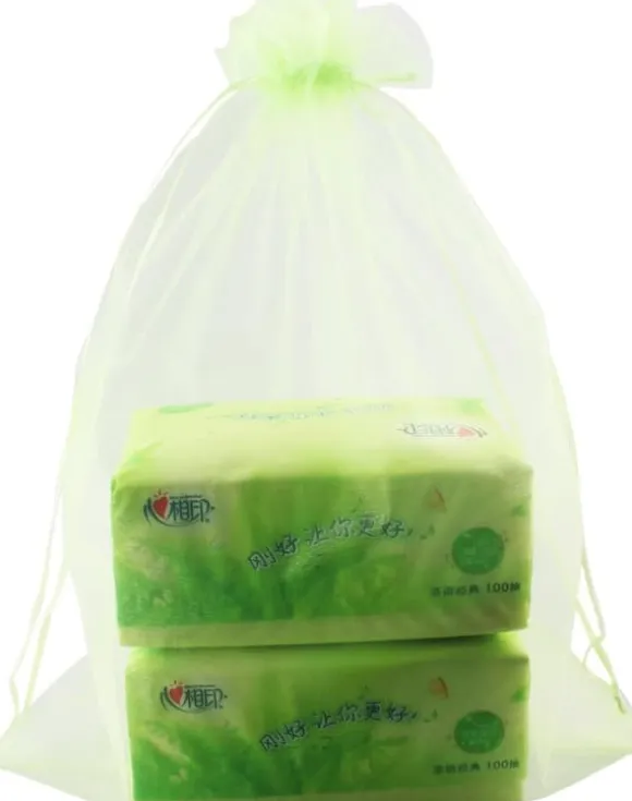 20-pack med 15*20 cm organzapåsar med dragsko och presenter till smycken, växtskyddspåsar