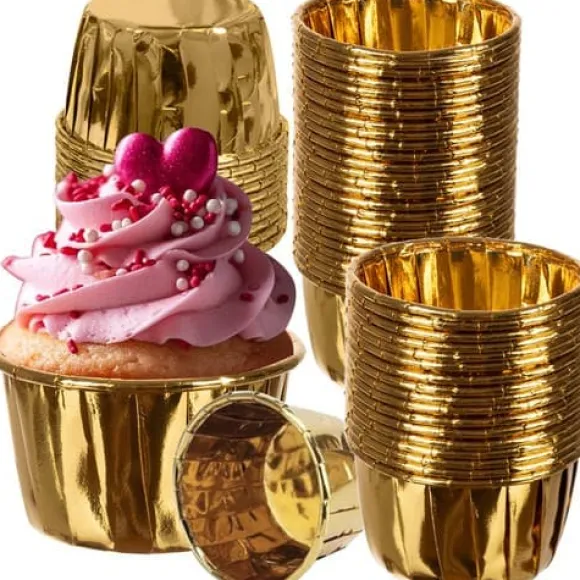 50-Pack Muffinsformar Bakformar Guld