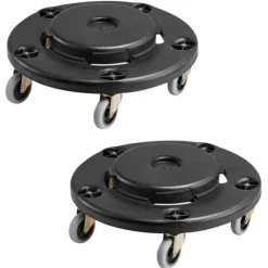 2-pack Rund Papperskorgs-Dolly, Passar 20, 32, 44, 55 Gal Sopbehållare, Robust och Lätt att Flytta