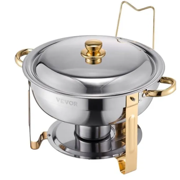 4-pack Skavskålar på 5 Qt, Bufféset i Full Storlek, Runda Pan i Rostfritt Stål