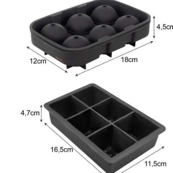 2-Pack Stapelbara Silikonformar för Isbollar och Kuber XXL Stora Isbitar