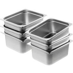 8-pack 1/2 storlek Hotellpannor i rostfritt stål, Ångbordspanna med 4