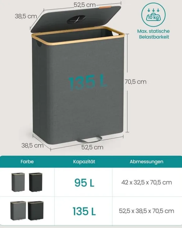 Pantflaska uppsamlingsbehållare – 135 L – Skiffergrå-naturlig beige