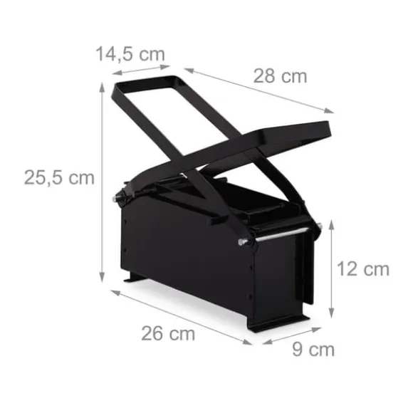 Pappersbrikettpress, 25.5x28x14.5 cm, Svart