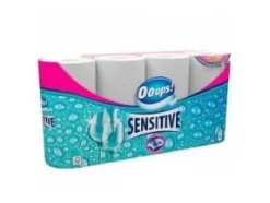 Pappershandduk Ooops Sensitive 2-lagers Ø10,6cm L10mxB22,7cm Nyfiber Vit,12 pk x 4 st/kartong