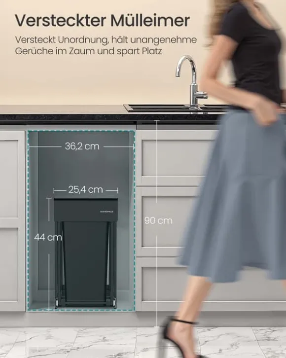 Papperskorgen – 2 fack – Utdragbart avfallssepareringssystem – Kök