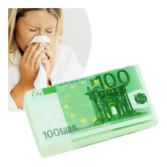 Pappersnäsdukar - Sedlar 100 euro - 10 enheter - Dimensioner 105 x 54 mm