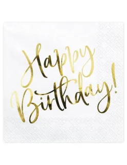 20 pappersservetter i vitt och guld 33 x 33 cm. Size-Standard
