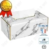 Pappersservettlåda - TECH DISCOUNT - Marmorvit - Läder - 25x14x9.5 cm - Lätt lyx