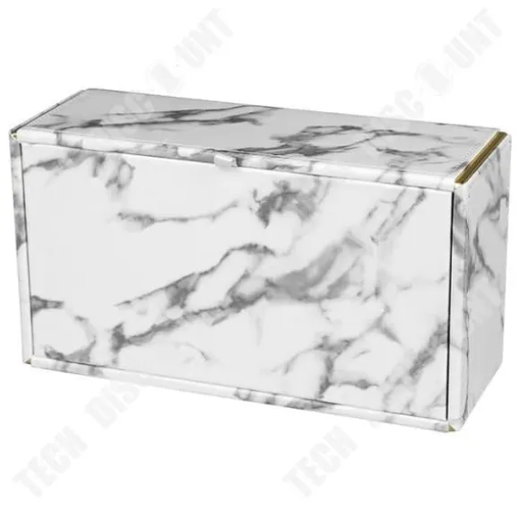 Pappersservettlåda - TECH DISCOUNT - Marmorvit - Läder - 25x14x9.5 cm - Lätt lyx