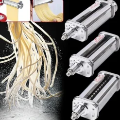 Pastamaskinstillbehör - Fettuccine-skärare - Manuell pastaskärare - Rostfritt stål - Hemkök - Ljusgrå