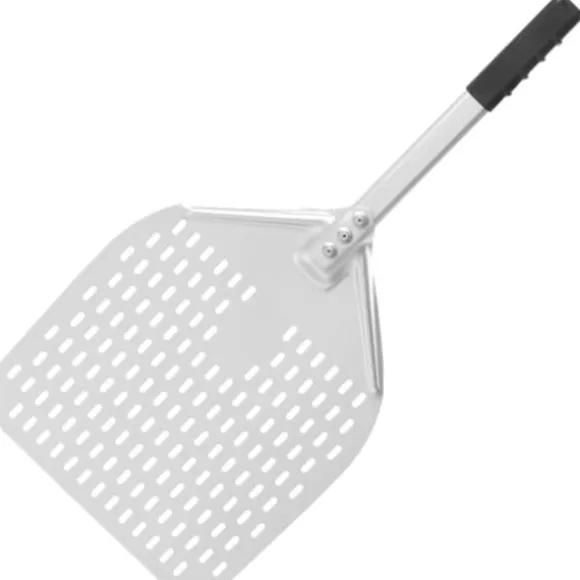 Pizzaskyffel med kort handtag, perforerad, fyrkantig, 350 x 710 mm - Hendi 618066