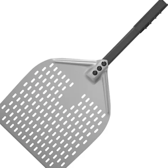 Pizzaskyffel med kort handtag, perforerad, fyrkantig, 350 x 710 mm - Hendi 618080