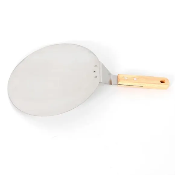 Pizzaspade - Bakspade - Rund - Rostfritt stål - För pizza, paj och tårta - Silver
