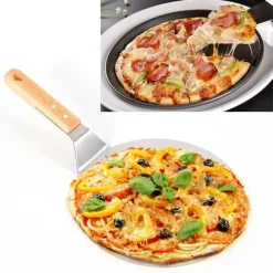 Pizzaspade - Bakspade - Rund - Rostfritt stål - För pizza, paj och tårta - Silver