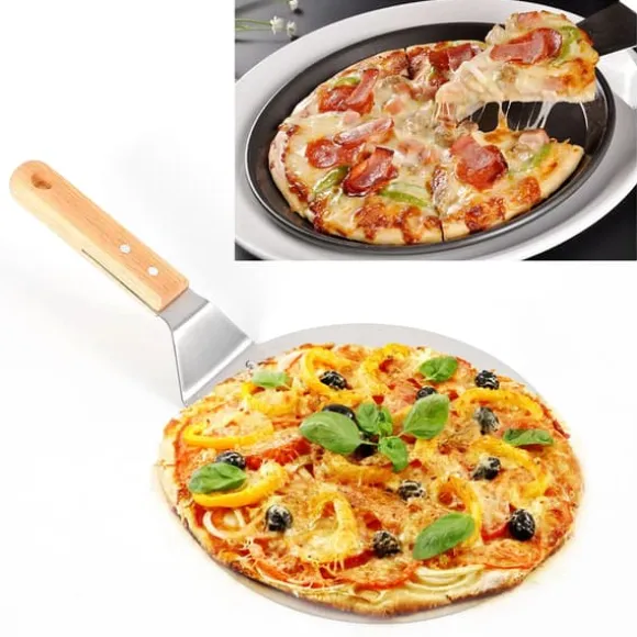 Pizzaspade - Bakspade - Rund - Rostfritt stål - För pizza, paj och tårta - Silver