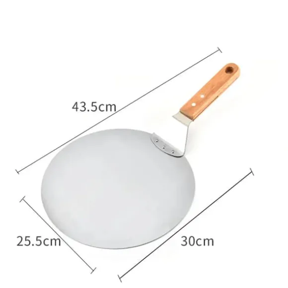 Pizzaspade - Bakspade - Rund - Rostfritt stål - För pizza, paj och tårta - Silver