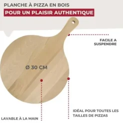 Pizzaställ och tarte flambée i trä 30 cm Fackelmann Wood Edition