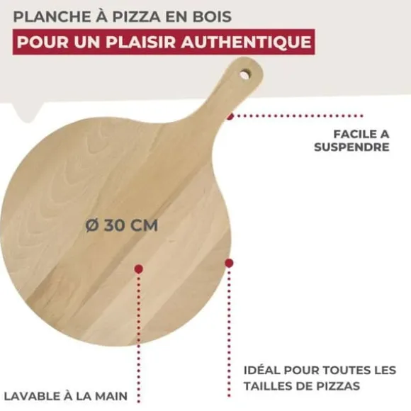 Pizzaställ och tarte flambée i trä 30 cm Fackelmann Wood Edition