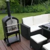 Pizzaugn med Regnskydd och 30 cm Pizzaspade Utomhusugn Stenugnsbakning Pizzasten Pizzaskärare Grillning Pizza 2 Hjul och Handtag Portabel Utomhusbruk | CDON