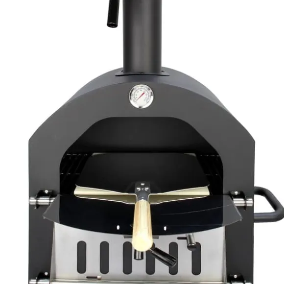 Pizzaugn med Regnskydd och 30 cm Pizzaspade Utomhusugn Stenugnsbakning Pizzasten Pizzaskärare Grillning Pizza 2 Hjul och Handtag Portabel Utomhusbruk | CDON