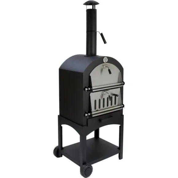 Pizzaugn med Regnskydd och 30 cm Pizzaspade Utomhusugn Stenugnsbakning Pizzasten Pizzaskärare Grillning Pizza 2 Hjul och Handtag Portabel Utomhusbruk | CDON