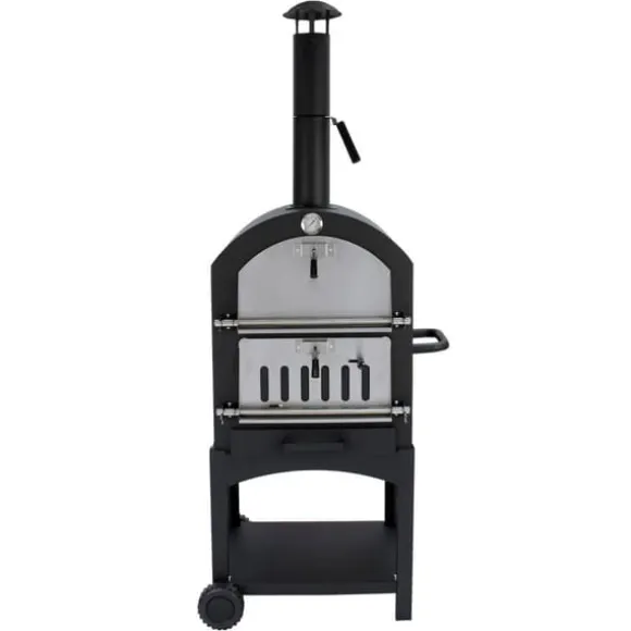 Pizzaugn med Regnskydd och 30 cm Pizzaspade Utomhusugn Stenugnsbakning Pizzasten Pizzaskärare Grillning Pizza 2 Hjul och Handtag Portabel Utomhusbruk | CDON