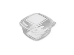 Plastbakke SquarePac 500 ml 130x127x64 mm Hængslet låg APET Klar,100 stk/pk